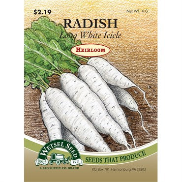 Wetsel Seed Heirloom Radish - Long White Icicle