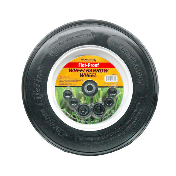 MaxPower Flat-Proof Polyurethane Ribbed Tubeless Wheelbarrow Wheel 14 Dia. in.