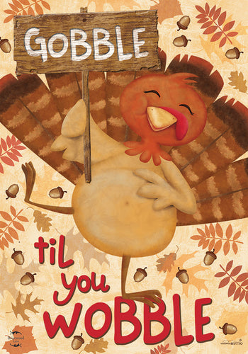 Briarwood Lane Gobble Turkey Thanksgiving Garden Flag