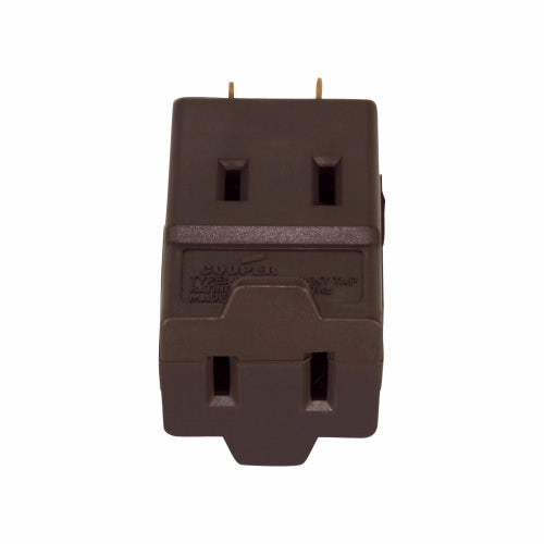 Eaton Cooper Wiring Three Outlet Cube Tap 15A, 125V Brown