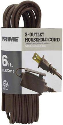 670609 9  16/2 SPT-2 3-OUTLET BROWN CORD