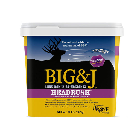 Big and J HEADRUSH - BB2-BKM20 - Powerful Long Range Deer Attractant - Whitetail 20 LBS