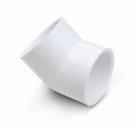 Genova Products  Pipe Elbow, 1-1/2 In Slip, 45 Deg, White